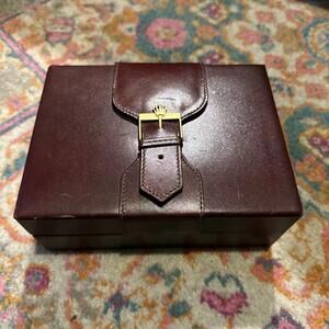 Rolex Vintage Day Date President Burgundy Brown leather & wood Watch box - As Is